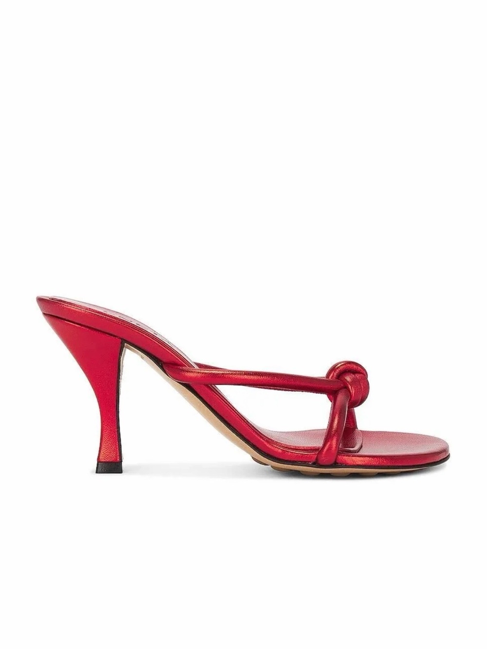 Bottega Veneta Metallic Blink Mule Sandal in Chili | Size 37.5 | $990 MSRP